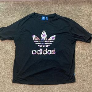 Adidas Black Orchid Floral Logo T-Shirt